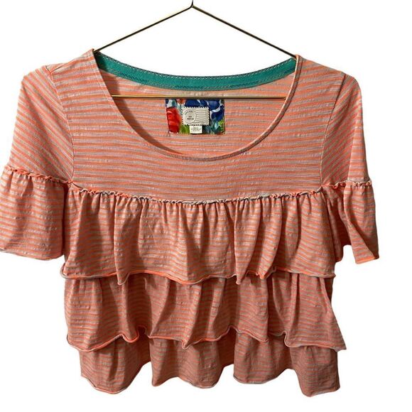 Anthropologie Postmark Striped Tiered Tee Size MED - Picture 1 of 6